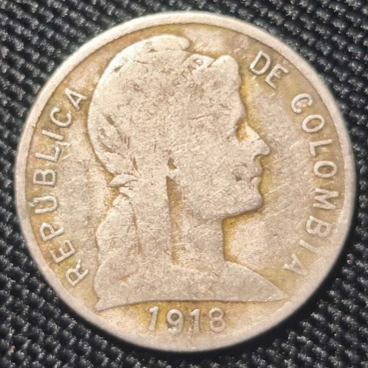 1918 Colombia 5 Centavos – Liberty Head – Nickel Obverse
