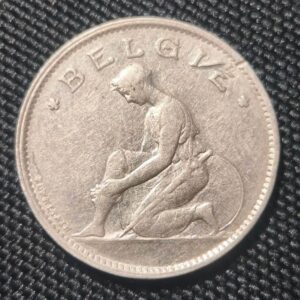 1929 Belgium “Goed Voor 1 F” Token Pharmacy Issue Caduceus Design Obverse