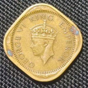 1943 India ½ Anna – George VI – Scalloped Bronze Obverse