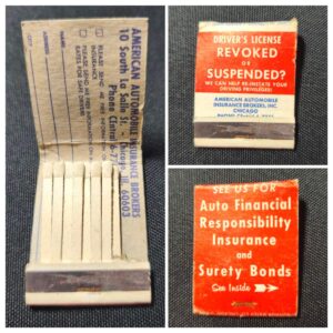 American Automobile Insurance Brokers Matchbook – Chicago Vintage (1950s–60s)