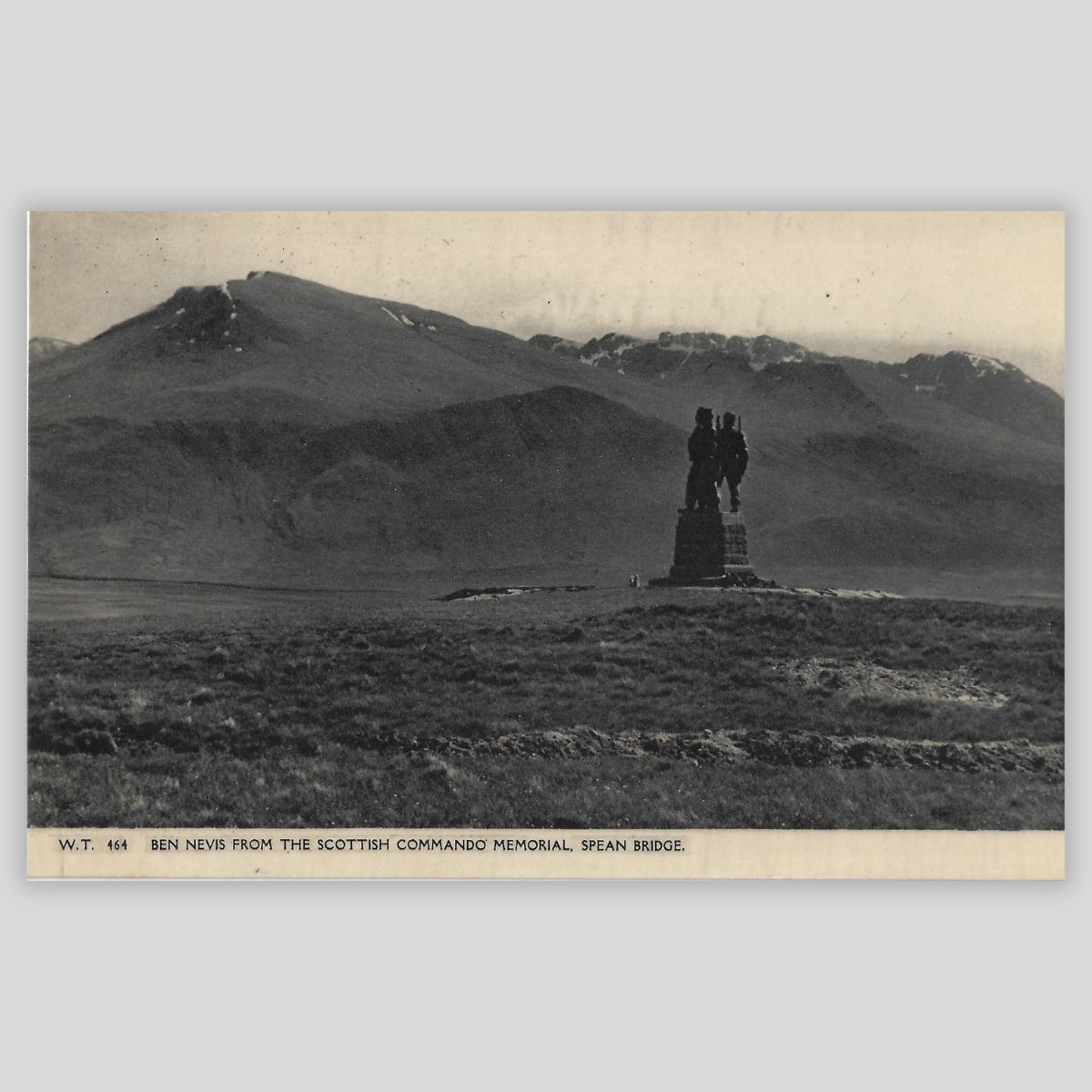Ben Nevis from the Scottish Commando Memorial, Spean Bridge – Real Photo Postcard (W.T. 1644) Front