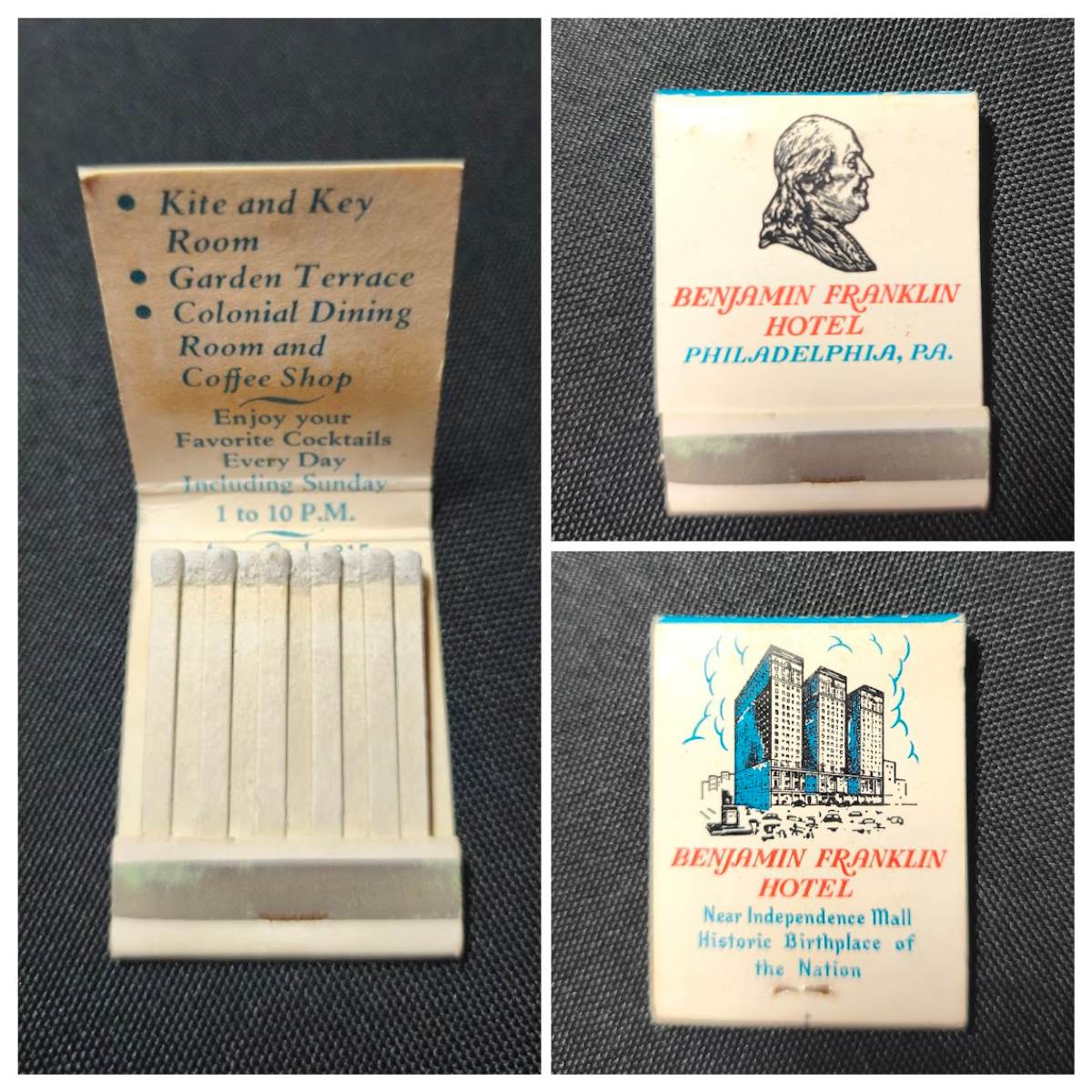 Benjamin Franklin Hotel Matchbook – Philadelphia, PA (1950s–60s)