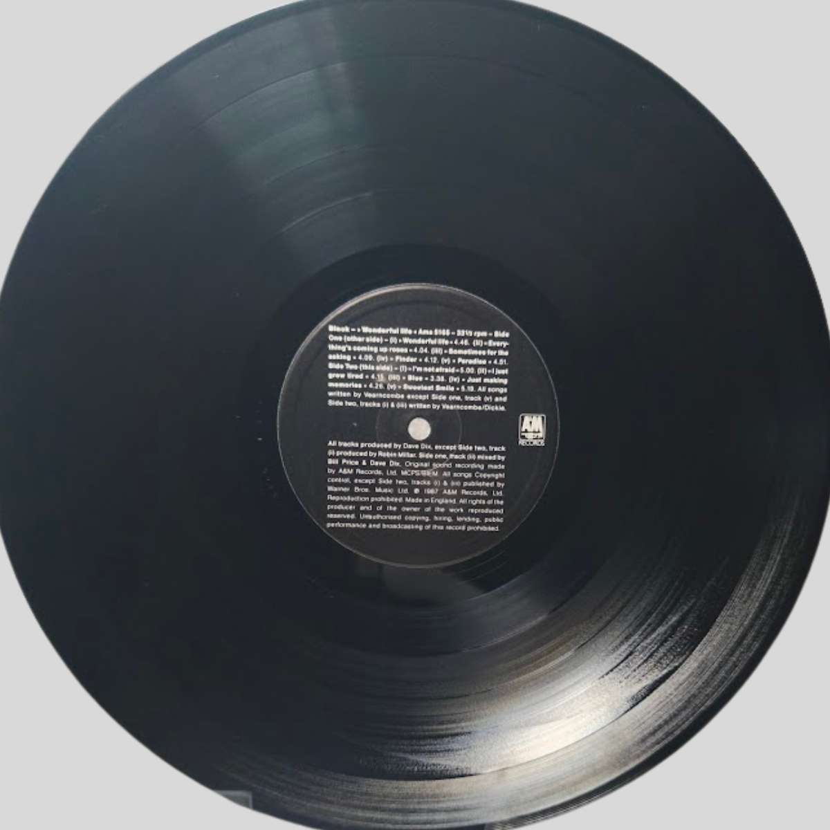 Black Wonderful Life 1987 UK First Press Side B