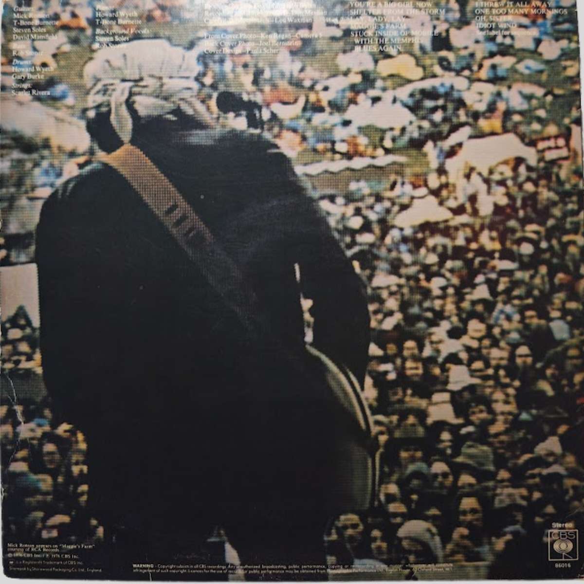 Bob Dylan Hard Rain 1976 UK Vinyl LP CBS 86016 A2/B2 Back Cover