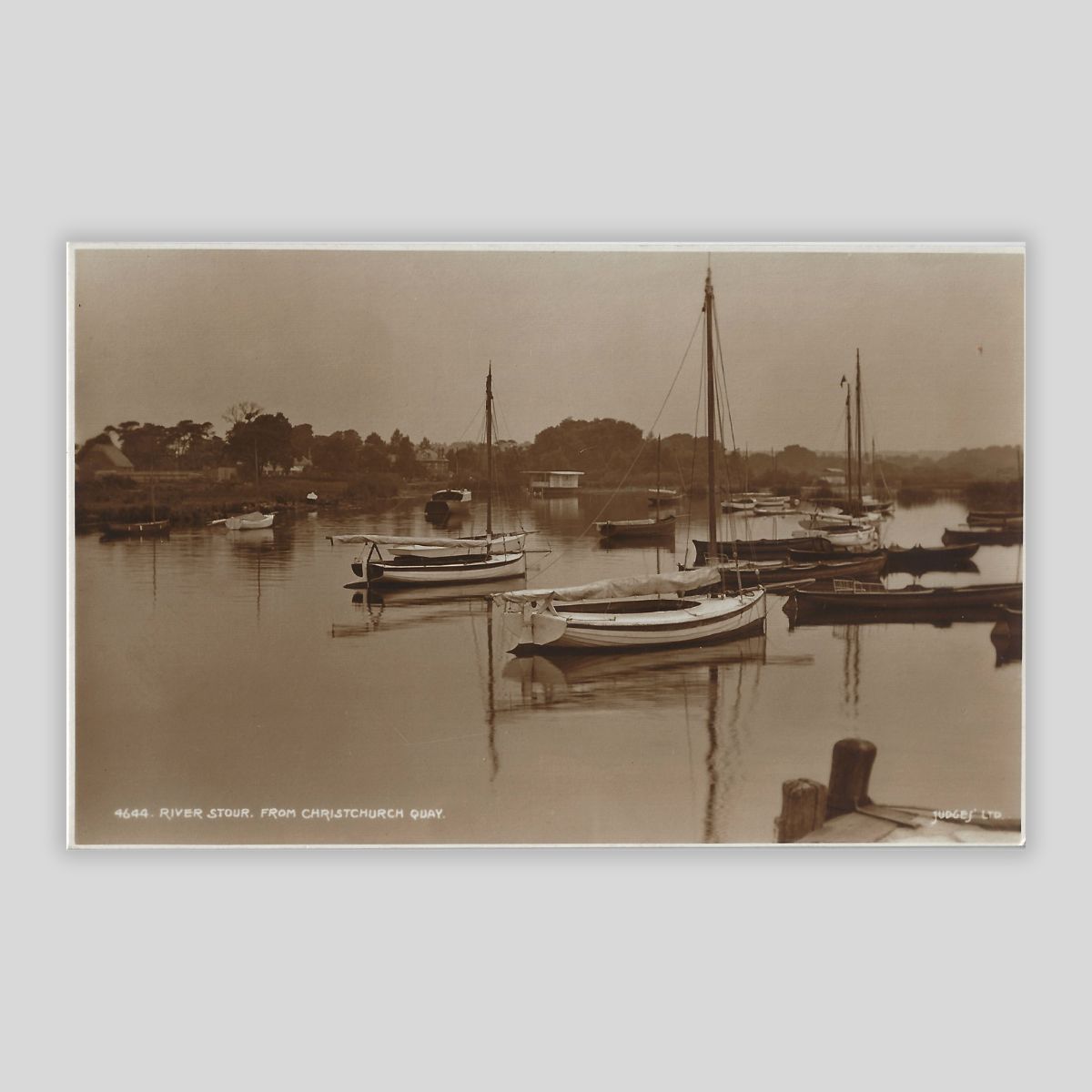 River Stour from Christchurch Quay – Christchurch (c.1920s Real Photo Postcard | Judges Ltd., Hastings | No. 4644)