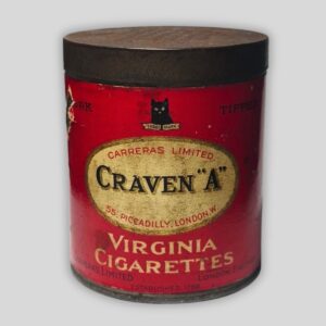 Craven “A” Virginia Cigarettes Tin “DUTY FREE H.M. SHIPS ONLY” 1950s Royal Navy Issue