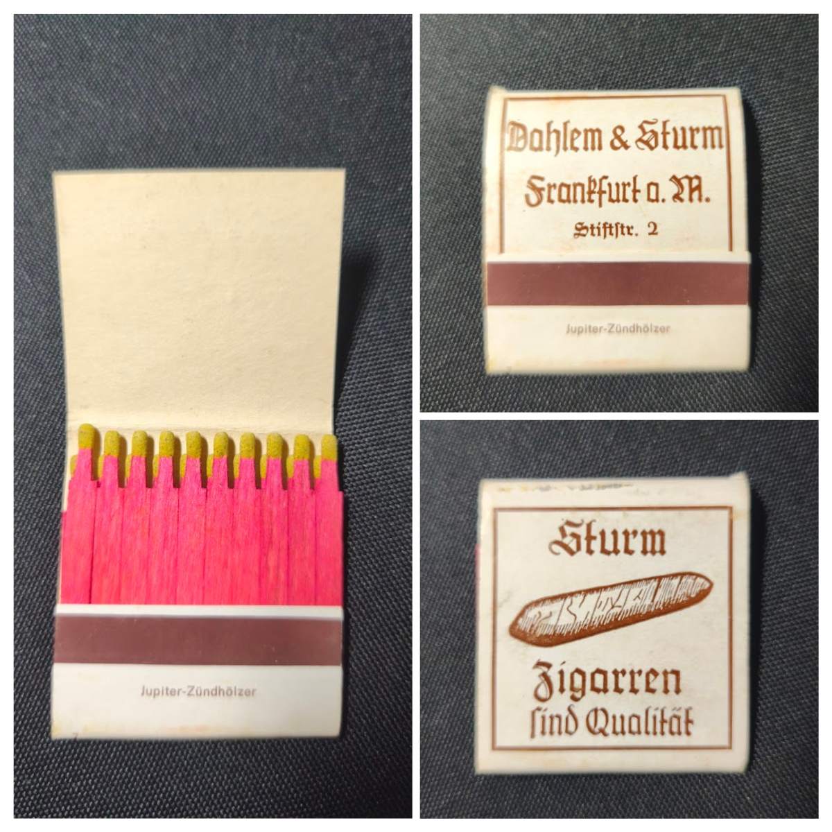 Dahlem & Sturm Matchbook – Vintage Frankfurt Cigar Shop Collectable (1950s–60s)