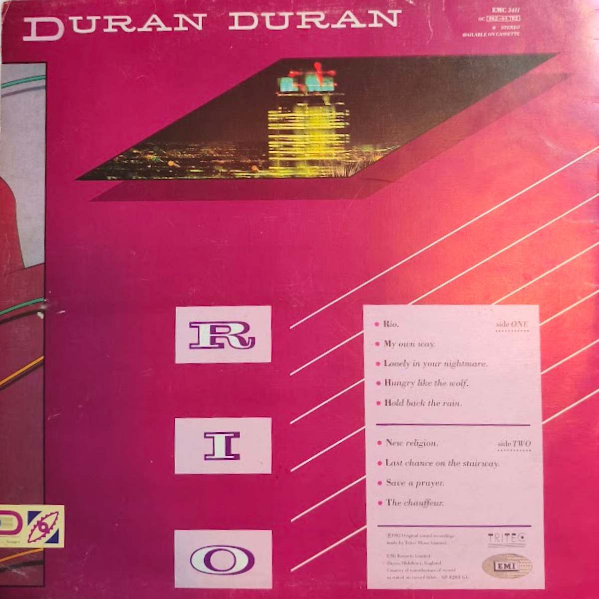 Duran Duran Rio 1982 UK Vinyl LP Back Cover