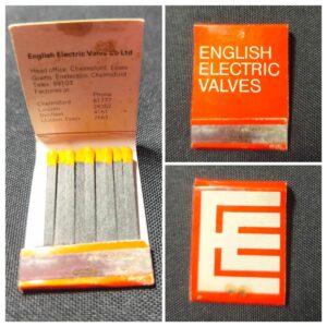English Electric Valves Matchbook – Chelmsford & Lincoln Factory Advertising (1960s)