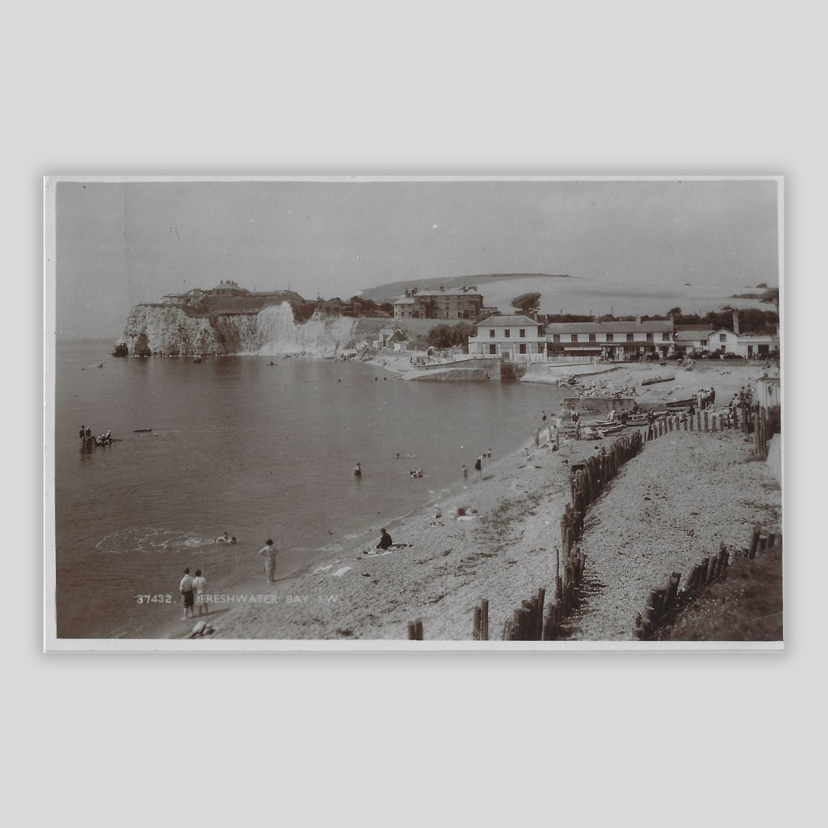 Freshwater Bay, Isle of Wight – Cliffs & Beachfront (c.1920s–30s Real Photo Postcard | “Solocaze Series” | E.A. Sweetman & Son | 37432)