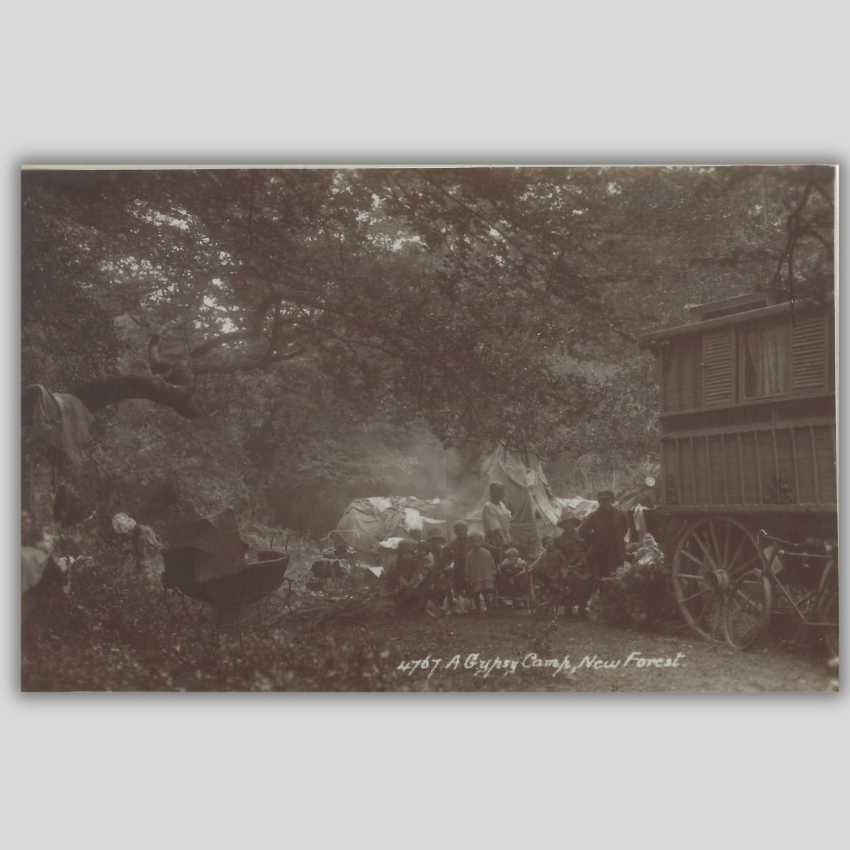 Gypsy Camp New Forest “Sunshine” Series RPPC Real Photo Postcard Front