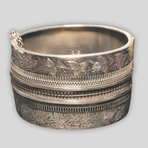 Heavy Sterling Silver Engraved Bangle – 41.8g Birmingham Hallmark Wartime Dedication (1944)