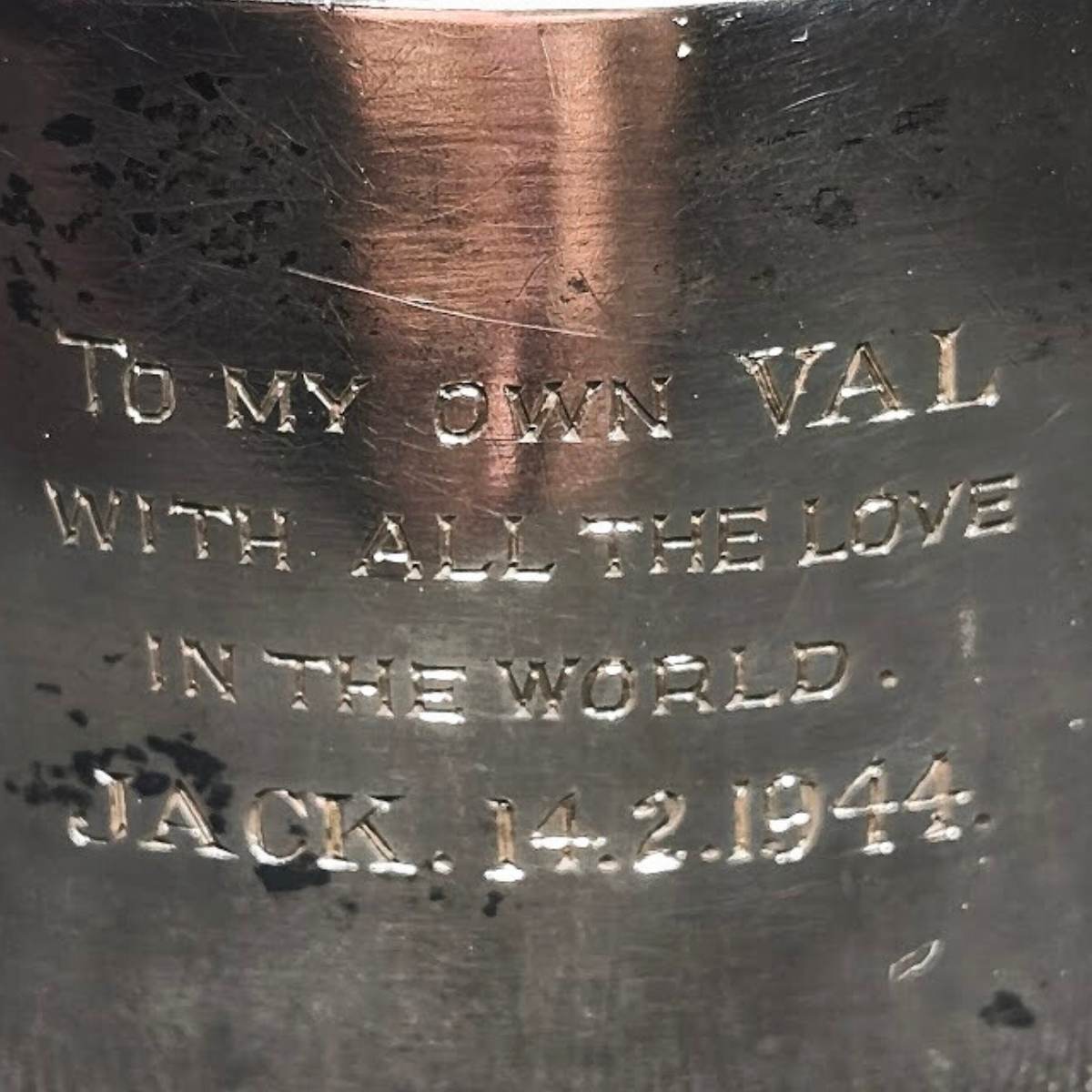 Heavy Sterling Silver Engraved Bangle – 41.8g Birmingham Hallmark Wartime Dedication (1944) Engraving