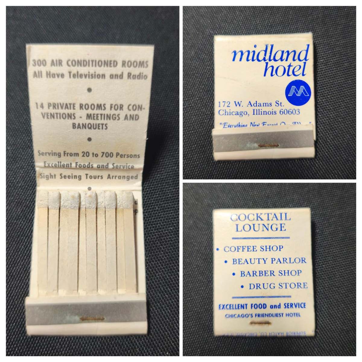 Midland Hotel Matchbook – Vintage Chicago Collectable (1950s–60s)