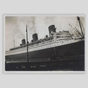 Original 1930s Darkroom Photograph – RMS Queen Mary Departing Southampton