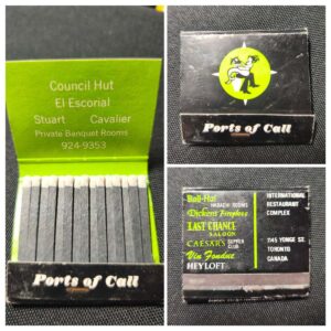 Ports of Call Matchbook Council Hut and El Escorial Banquet Rooms Green