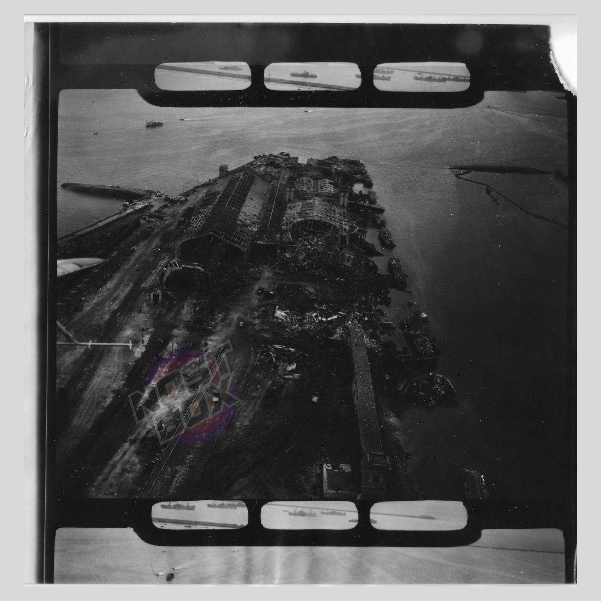 RAF Recon Photo – Cherbourg U-Boat Pens Bomb Damage (STR-series, June 1944) – Original Air Ministry Print