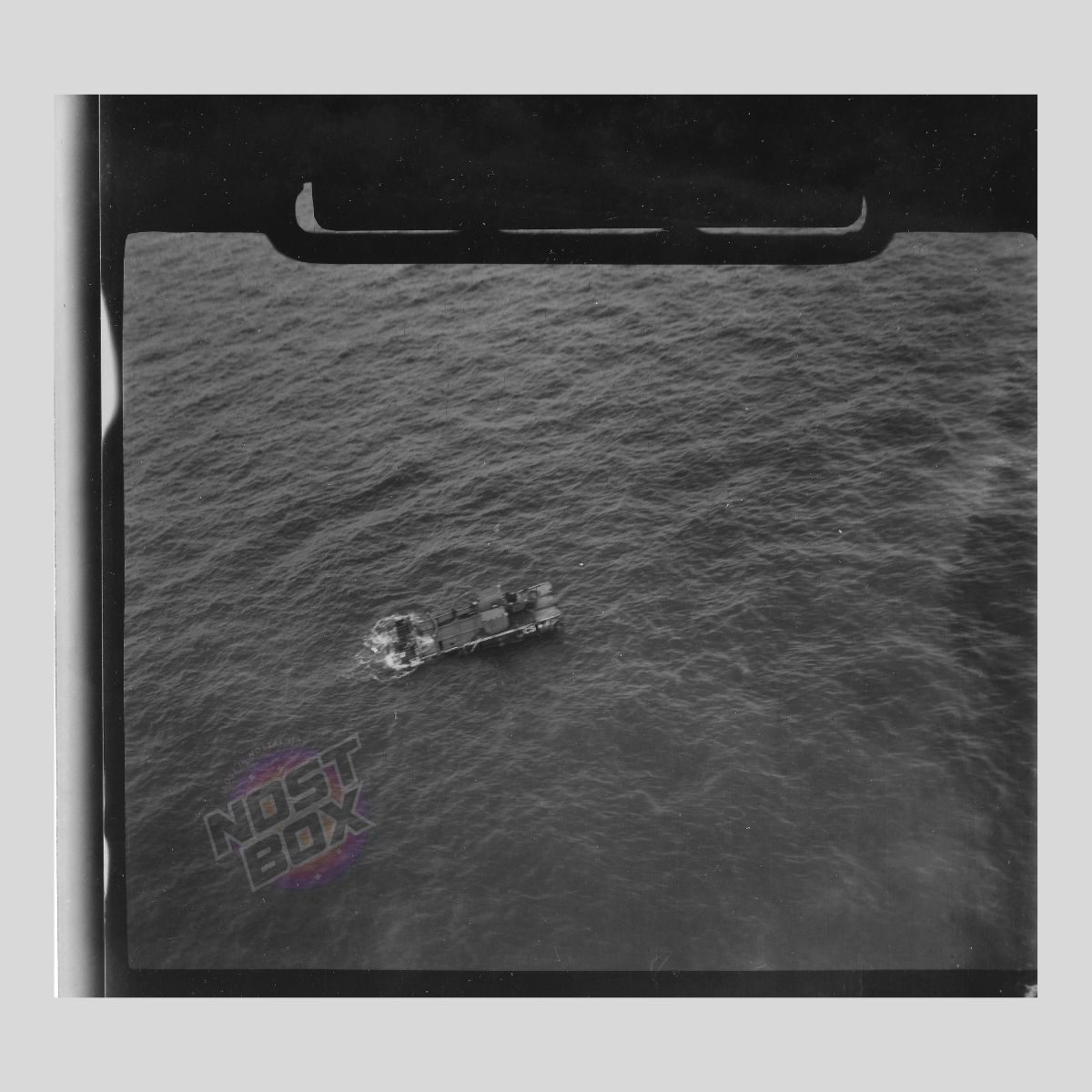 RAF Reconnaissance Photograph – Loaded LCT Wreck with Jeep On Deck (WWII D-Day Coastal Intel)