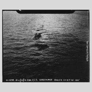RAF Strike Reconnaissance Photograph – Sunken Vessel Debris Field – STR010, 13 June 1944 Full