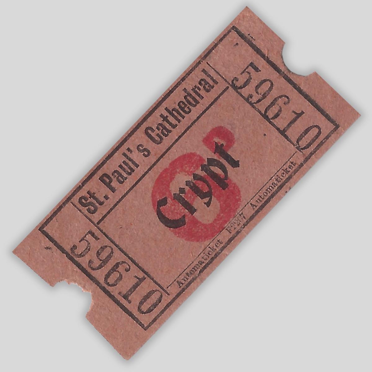St Paul’s Cathedral Crypt Ticket – Vintage Automaticket Issue | 1950s–1960s