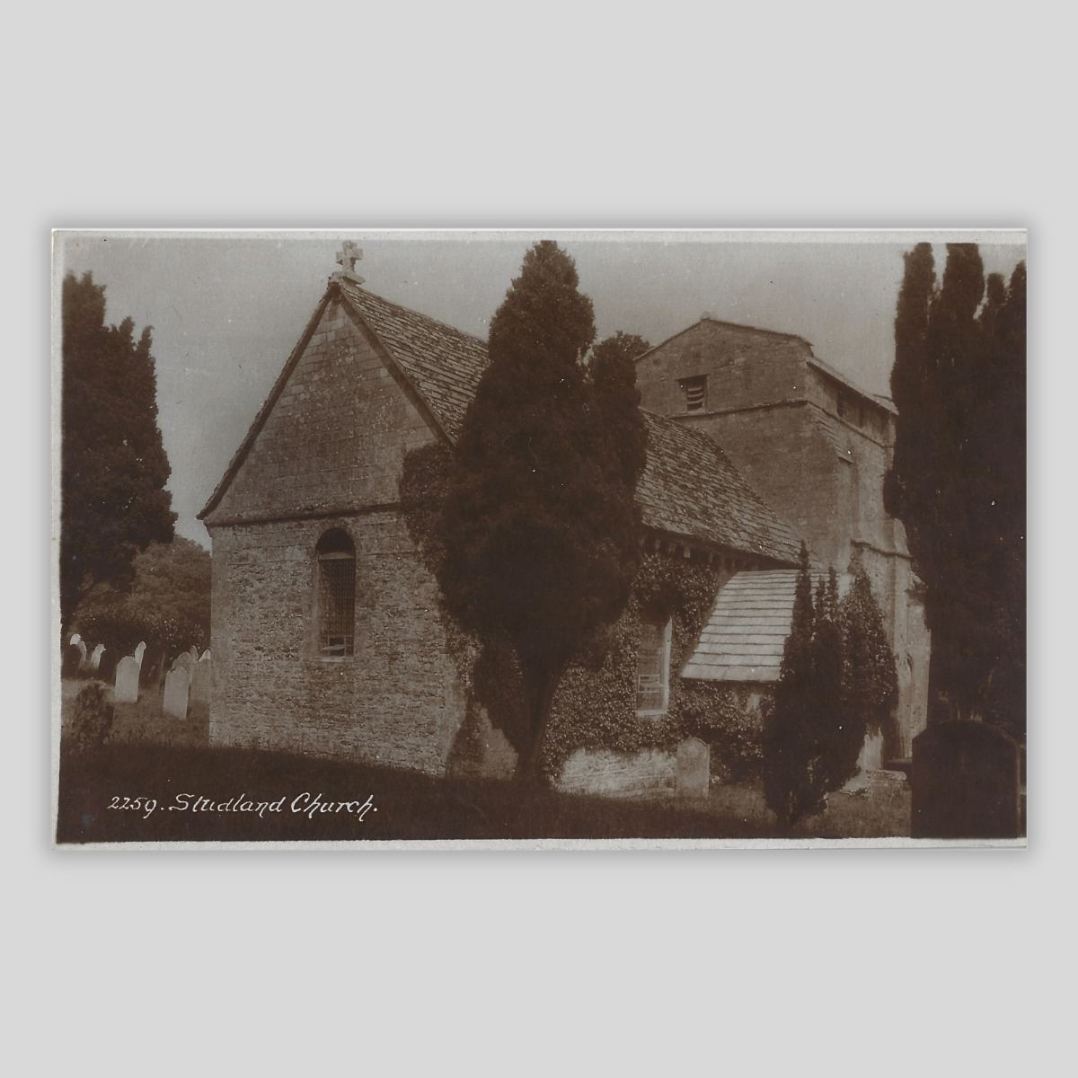 Studland Church – Exterior View (c.1920s–30s Real Photo Postcard | “Sunshine” Series | E.A. Sweetman & Son | 2259)