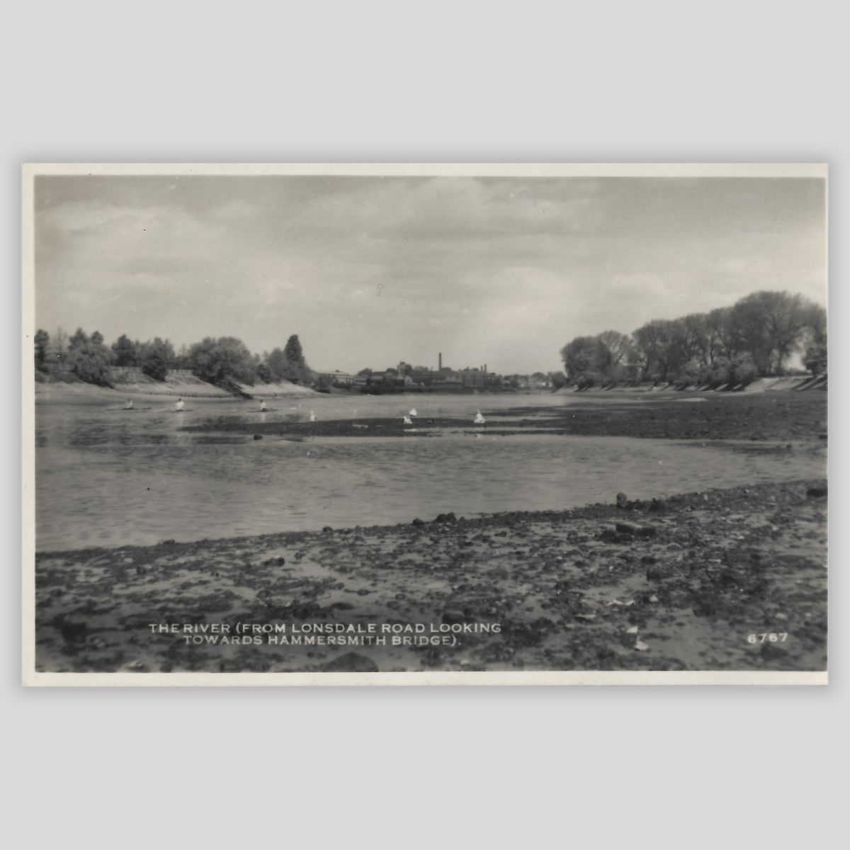 The River from Lonsdale Road Looking Towards Hammersmith Bridge – Real Photo Postcard | D. Constance Ltd | RP | c.1930s–40s Front