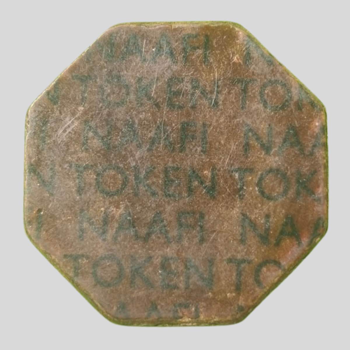WWII NAAFI Fibre Token – Octagonal ‘FR ½’ Half Franc Issue Side 2 NAAFI