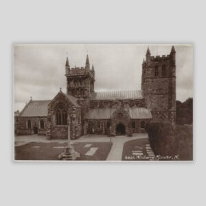 Wimborne Minster – North Side & Twin Towers (c.1920s–30s Real Photo Postcard | ‘Sunshine’ Series | E.A. Sweetman & Son | 6096)