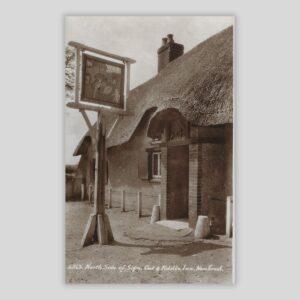 Cat & Fiddle Inn, New Forest – North Side of Sign (c.1920s Real Photo Postcard | Sunshine Series | 4863)