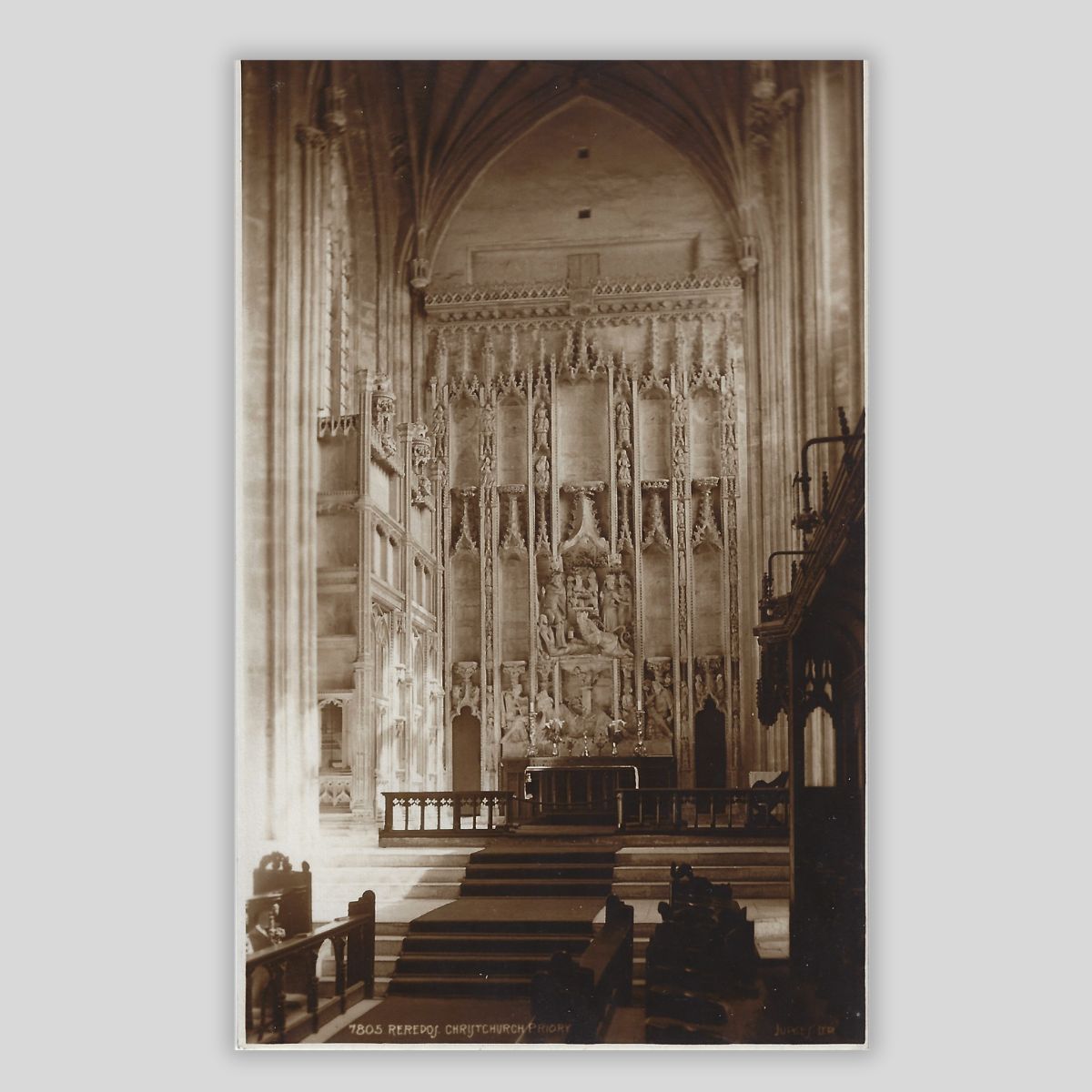 Christchurch Priory – The Reredos (c.1920s Real Photo Postcard | Judges’ Ltd. | 7805)