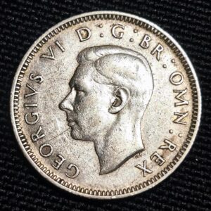 1945 George VI One Shilling – Silver Coin – Post-War British Issue Obverse