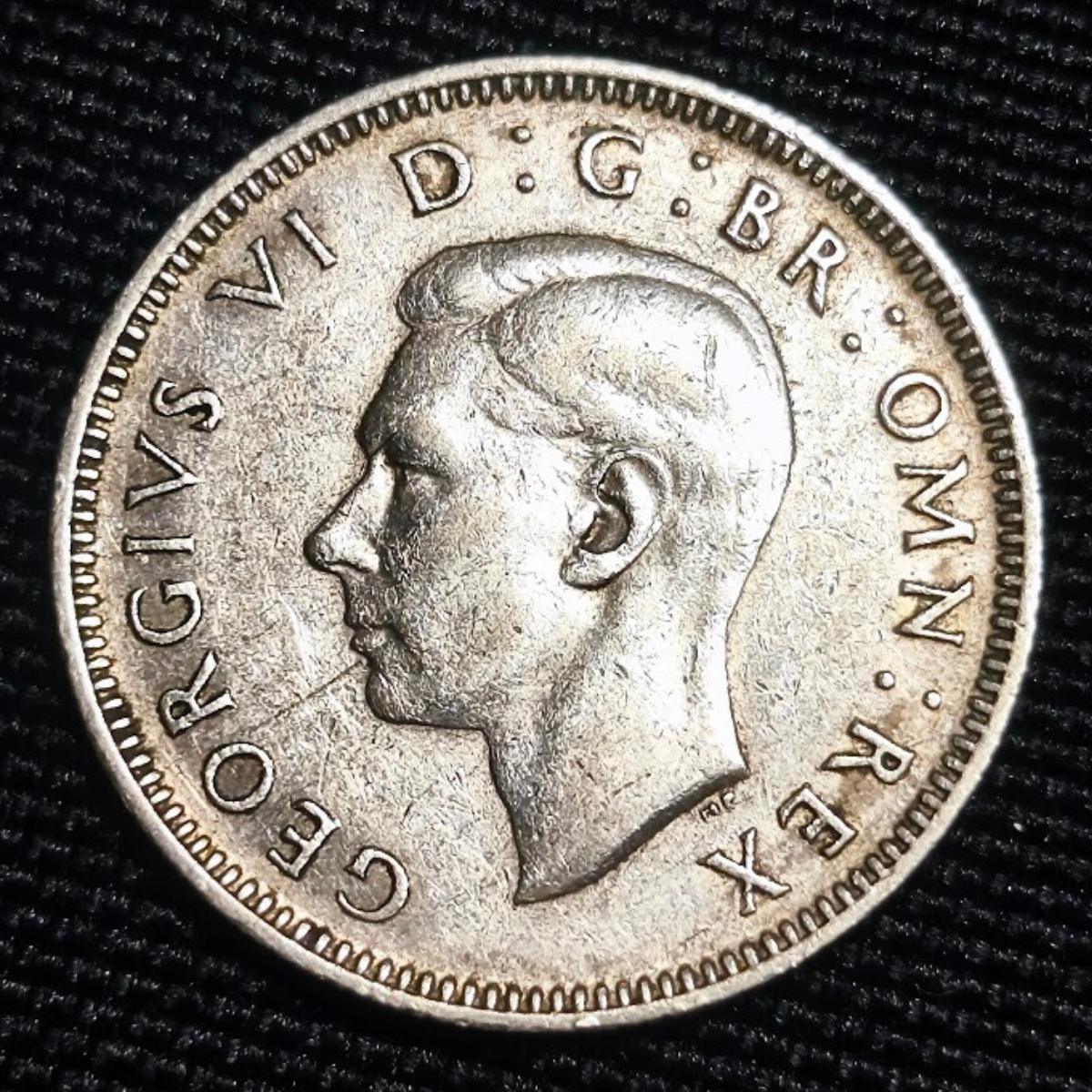 1945 George VI One Shilling – Silver Coin – Post-War British Issue Obverse