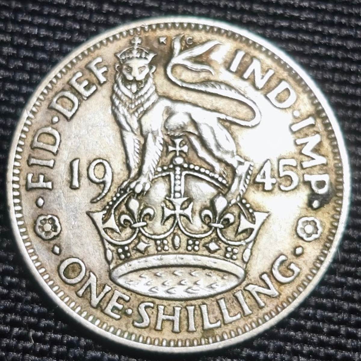 1945 George VI One Shilling – Silver Coin – Post-War British Issue Reverse
