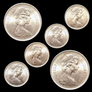 1968 Five Pence Coin “First Year Issue” Queen Elizabeth II Obverse