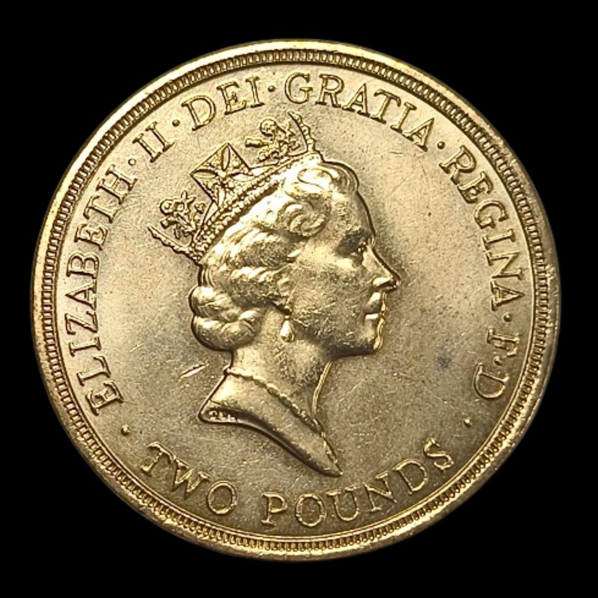 1986 Scottish Commonwealth Games £2 Coin – Thistle Design – Queen Elizabeth II Obverse