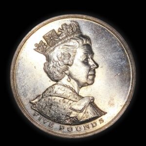 2002 Elizabeth II Five Pounds – Queen on Horseback – UK Commemorative Crown Obverse