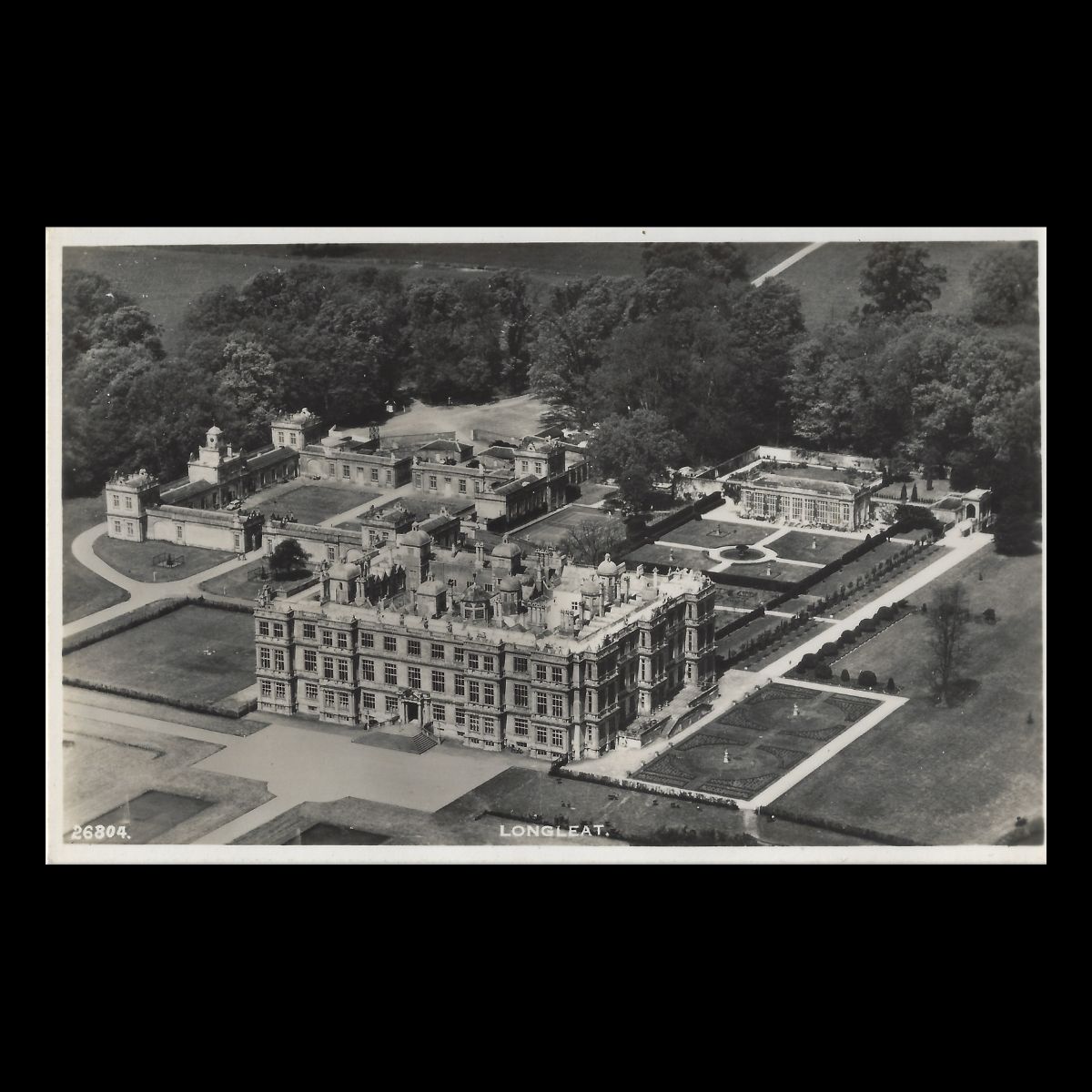 Aerial View of Longleat, Wiltshire (c. 1935–1945) | Real Photo Postcard | Aero Pictorial Air View No. 26804