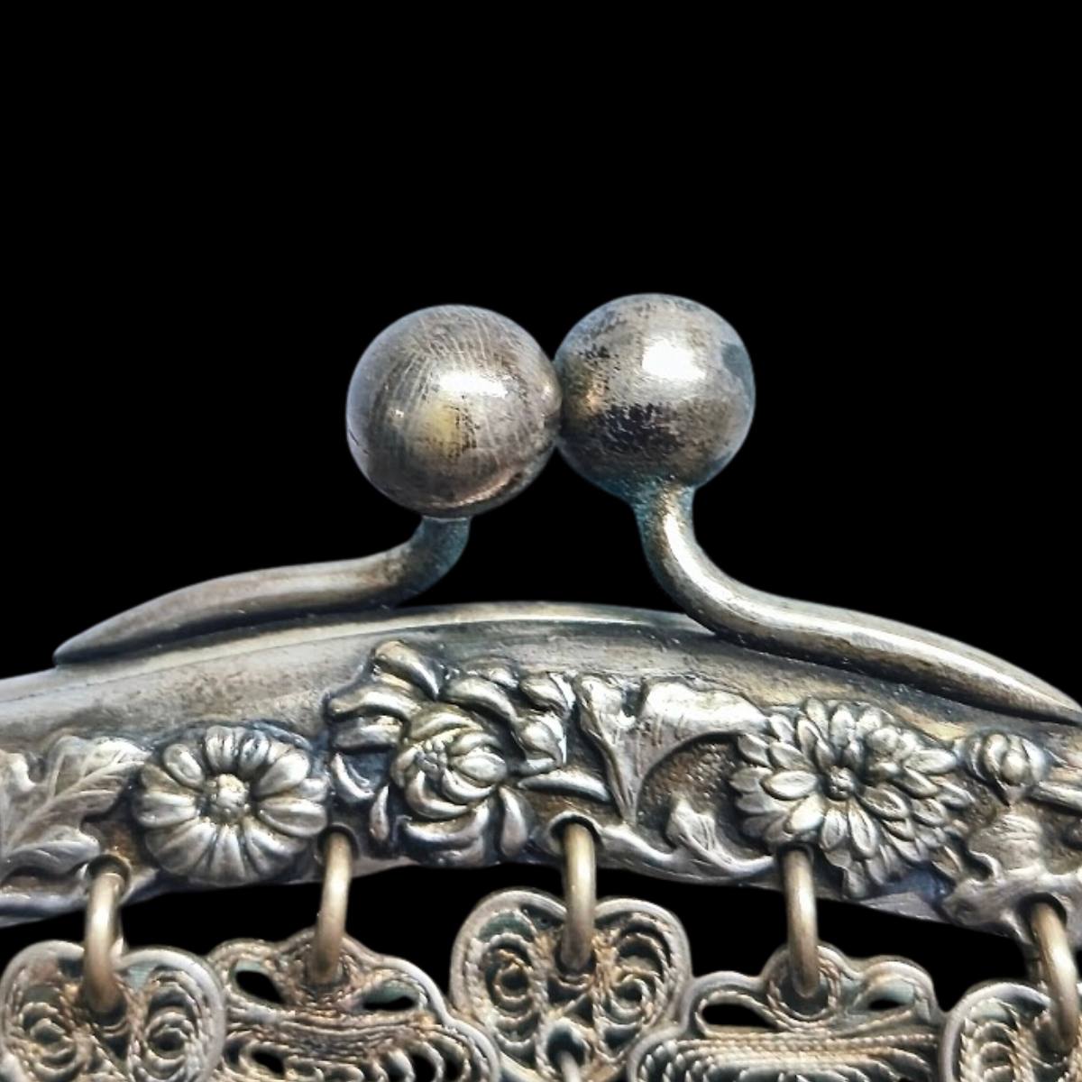 Antique Chinese Export Silver Filigree Purse Clasp