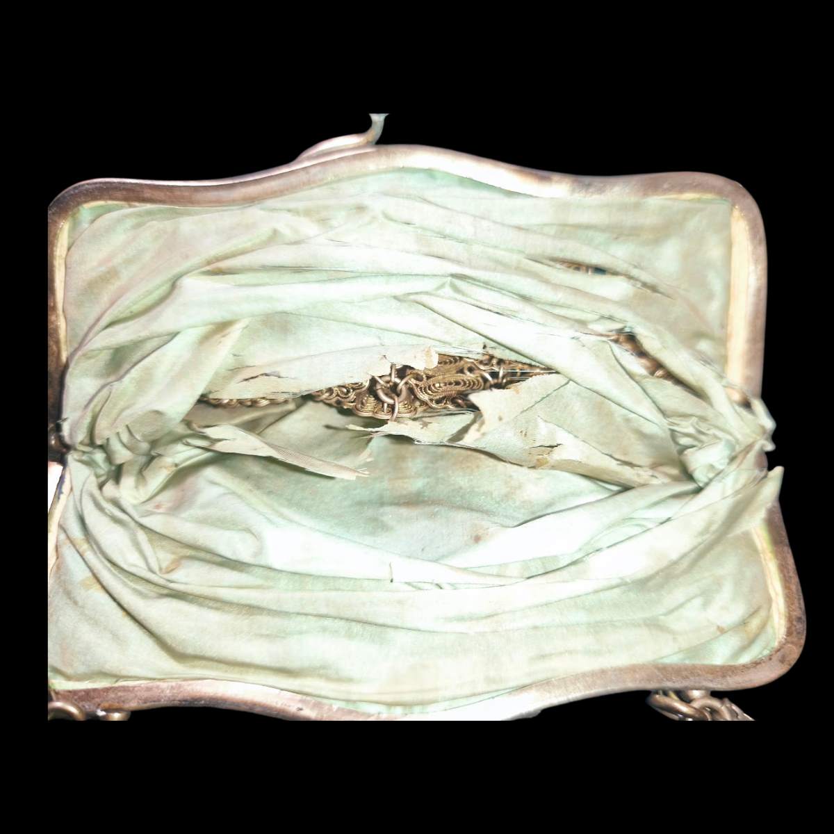 Antique Chinese Export Silver Filigree Purse – Qing Dynasty – 279g – Original Lining - Image 5