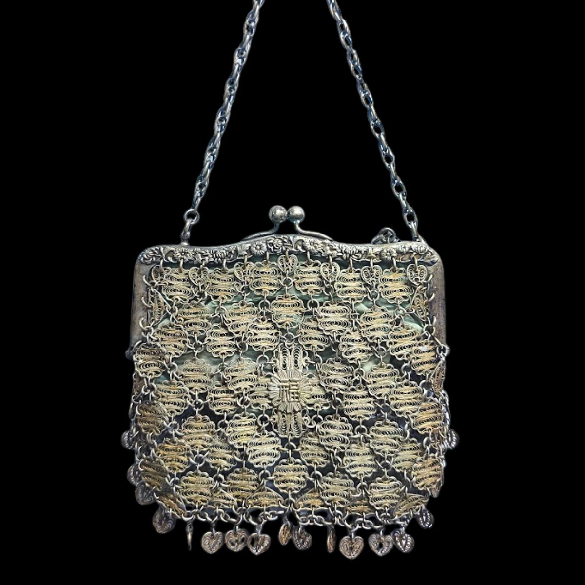 Antique Chinese Export Silver Filigree Purse
