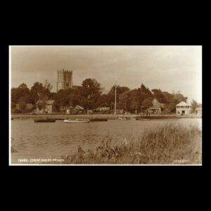 Christchurch Priory from the River Stour, Dorset (c.1920s–30s) | Judges Real Photo Postcard
