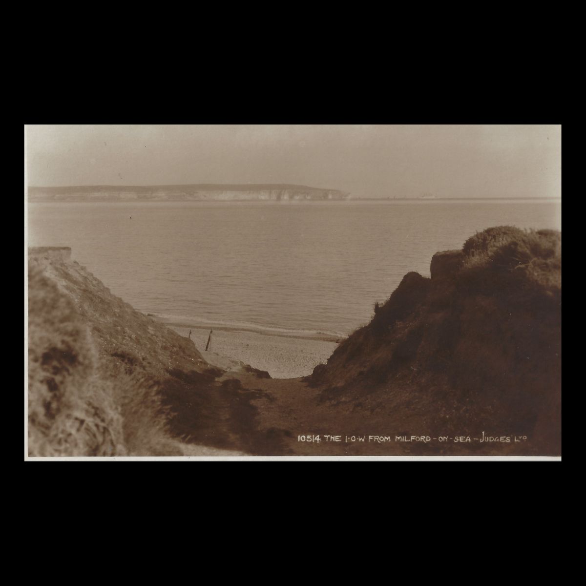 The View of Isle of Wight from Milford-on-Sea, Hampshire (c.1930s–40s) – Judges Real Photo Postcard