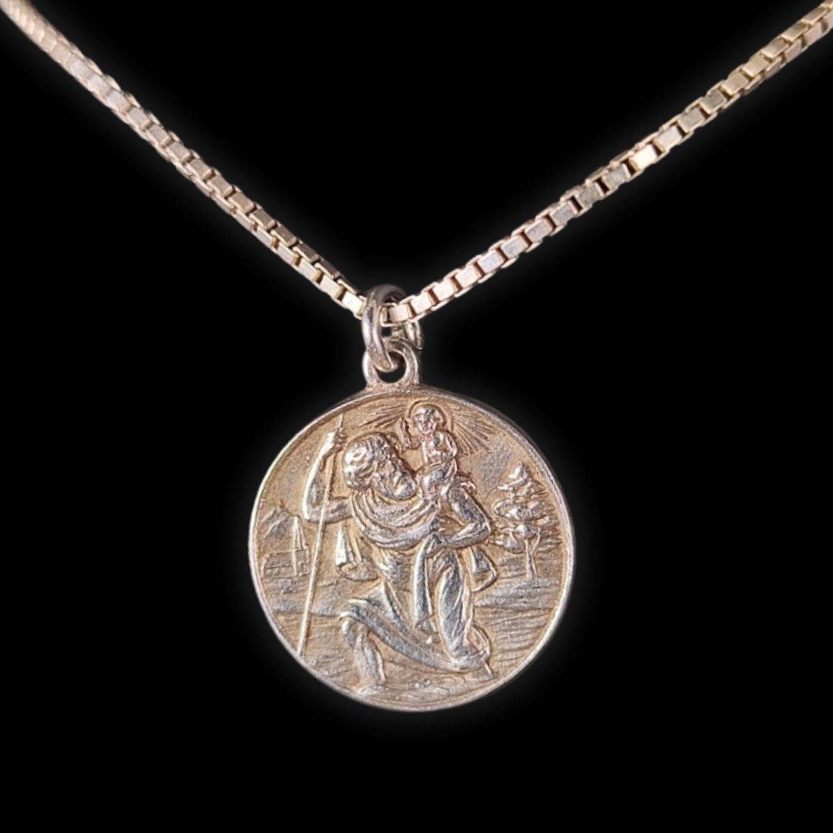 Saint Christopher Solid Sterling Silver Necklace
