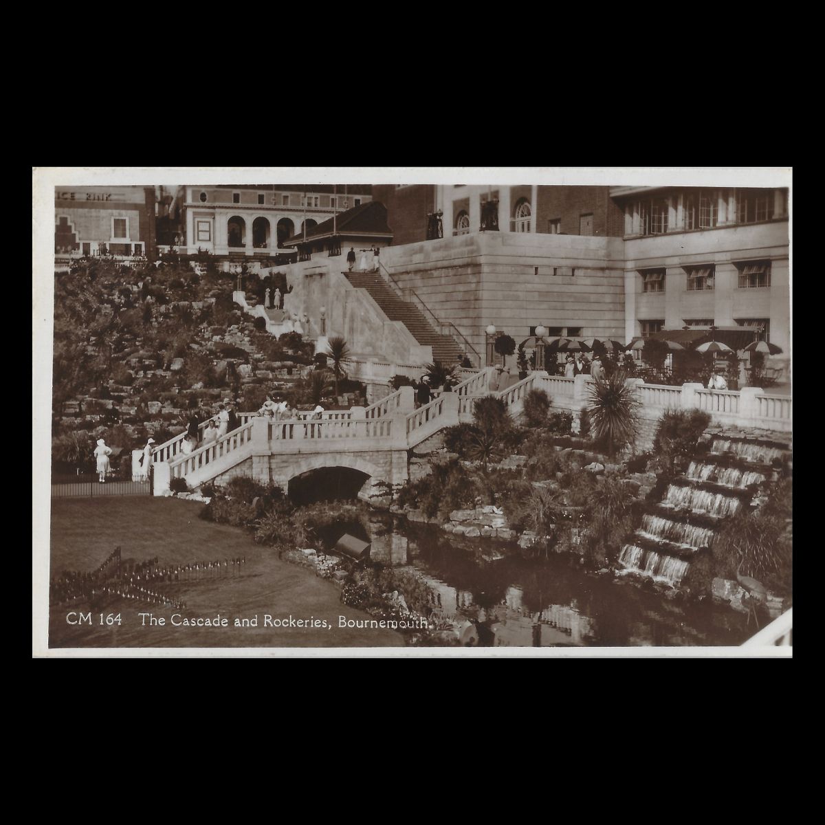The Cascade and Rockeries Bournemouth Real Photo Postcard