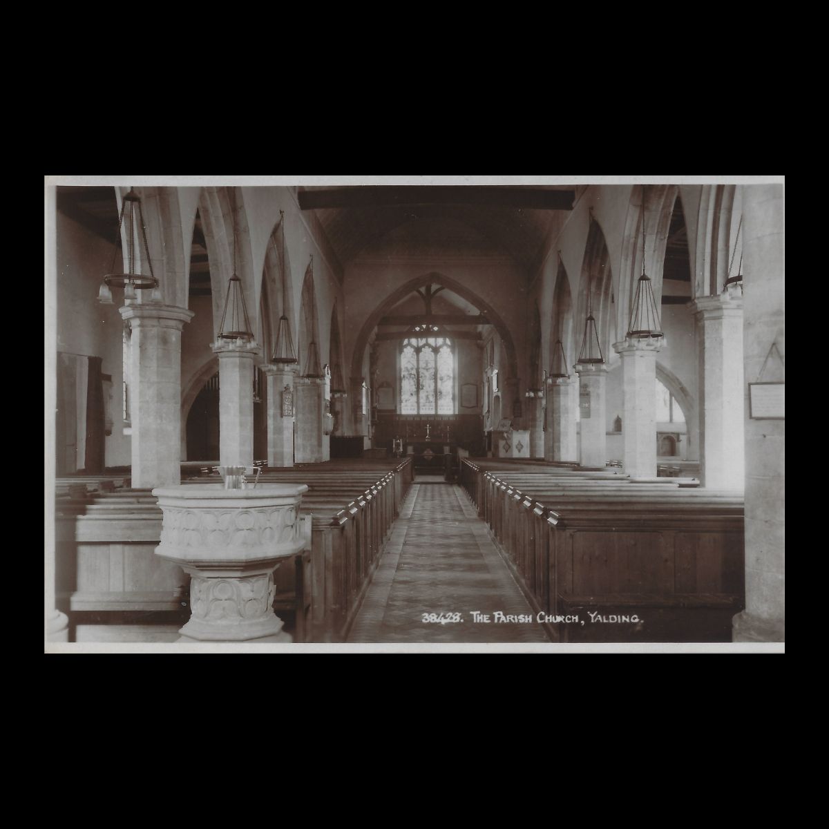 The Parish Church, Yalding – Interior View (c.1920s) | Sologlaze Real Photo Postcard