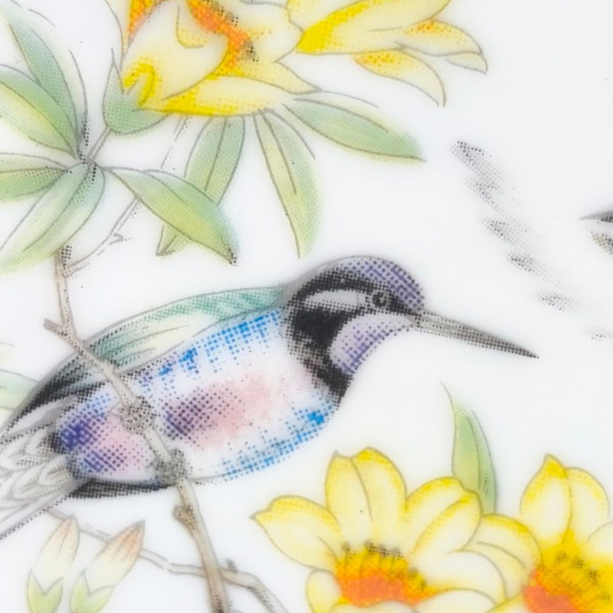 Vintage Japanese Raised Enamel Trinket Dish Close Up Bird