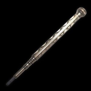 Vintage Silver-Tone Propelling Pencil with Amber-Style Finial Full View