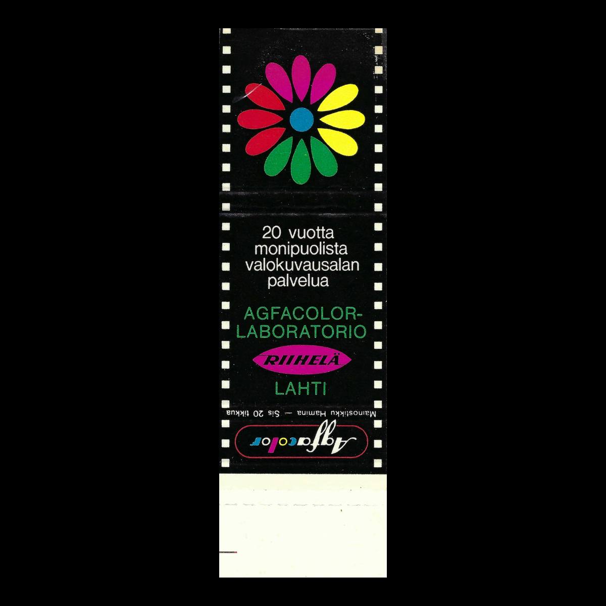Agfacolor Laboratorio Riihielä – Finnish Photography Advertising Matchbook Sleeve (c.1960s)