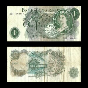 Bank of England One Pound (£1) Note – Pre-Decimal UK Currency - Series C