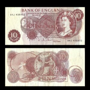 Bank of England Ten Shillings (10/-) Note – Queen Elizabeth II & Britannia - Series C | Pre-Decimal UK Currency